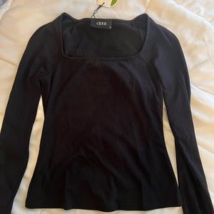 Small Black Ribbed long sleeve from Cider.